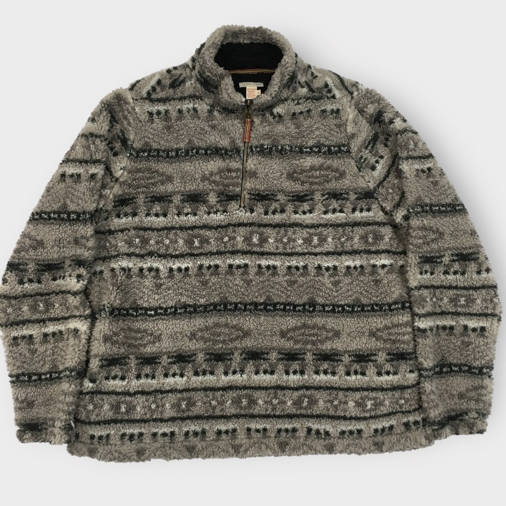 Carbon 2 Cobalt Mens Sweater Soft Sherpa Deep Pile 1/2 Zip Size XL Aztec‎